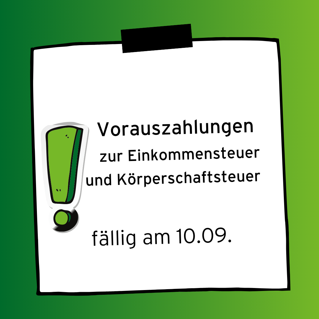 Steuervorauszahlung von EST 10.9.